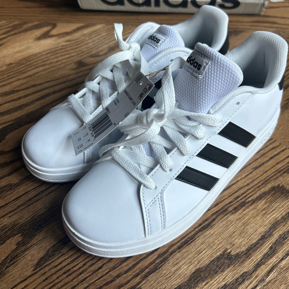 Adidas Grand Court White and Black Tennis Shoes